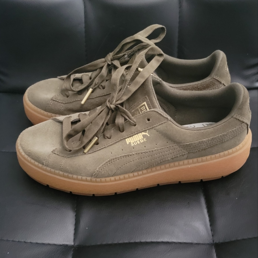 Puma Suede Platform Trace- Olive Green